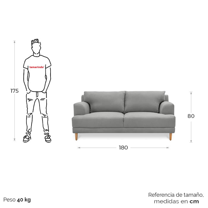 Sofa Tela Gris Claro Nuza | Sofá | salas